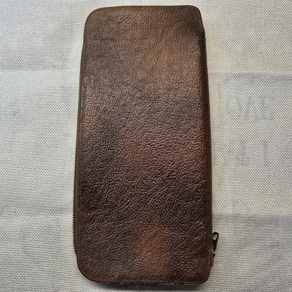 Vtg 1951‎ Midland Co-Op Advertising Leather Valuable Documents Folder Zipper